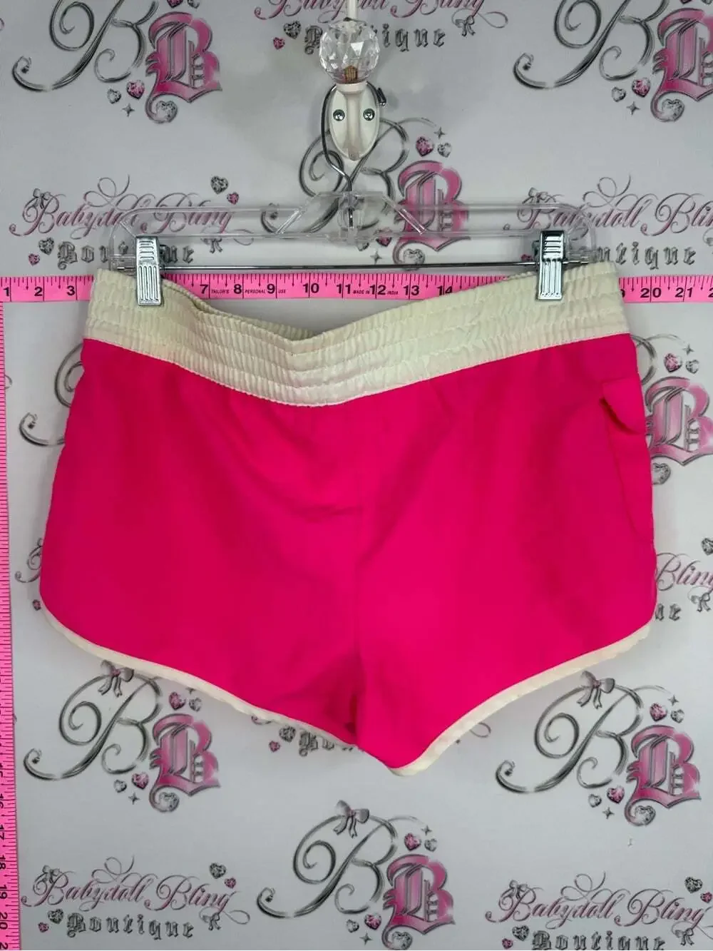 G 21 shorts swim Women's Hot Pink Drawstring Athletic Shorts with Cream Trim